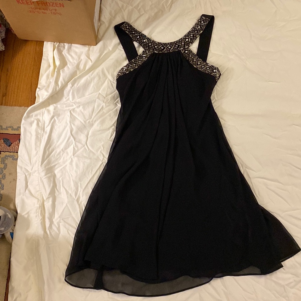 Beaded Black Midi Dress